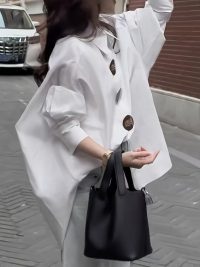 Women's Long Sleeve Button Down Shirt - Oversized Loose Fit Business Blouse Trendy Fall Casual Work Top