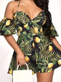 Women's Off-Shoulder Ruffled V-Neck Jumpsuit