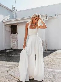 Sexy Spaghetti Straps Chest Wrap Vest Casual Loose Trousers Two-piece Set