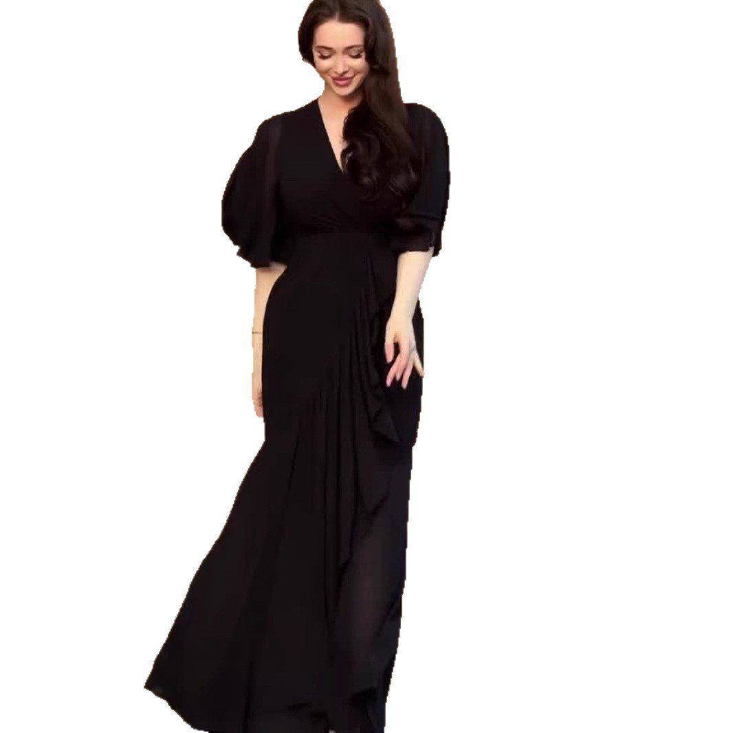 Elegant Sexy Temperament Short Sleeve Waist-controlled Comfortable Dress