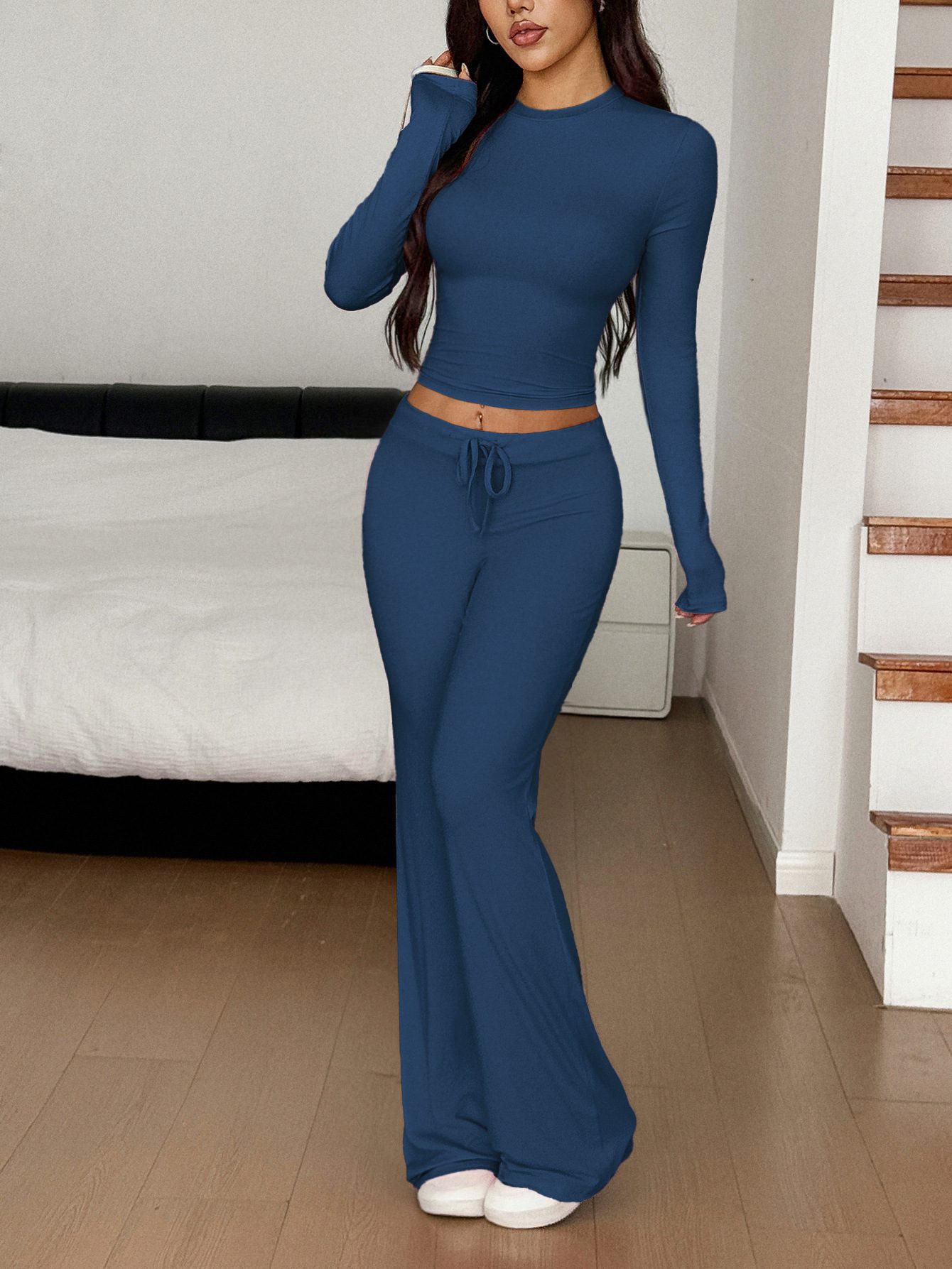 Sports Style Long Sleeve Trousers Suit Women's Clothing