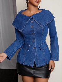 Elegant Sunburn Big Lapel Long Sleeve Denim Coat