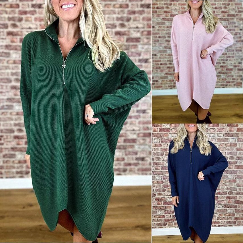 Women's Solid Color Knitted Loose Dress