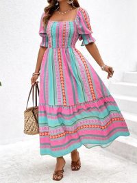 Spring And Summer Short Sleeve Dress Leisure Vacation