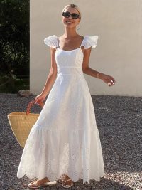 French Style Temperament Long Cutout Sling Long Dress