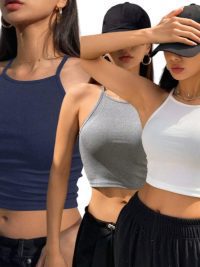 Solid Color Tank Top For Women 3PCS Set