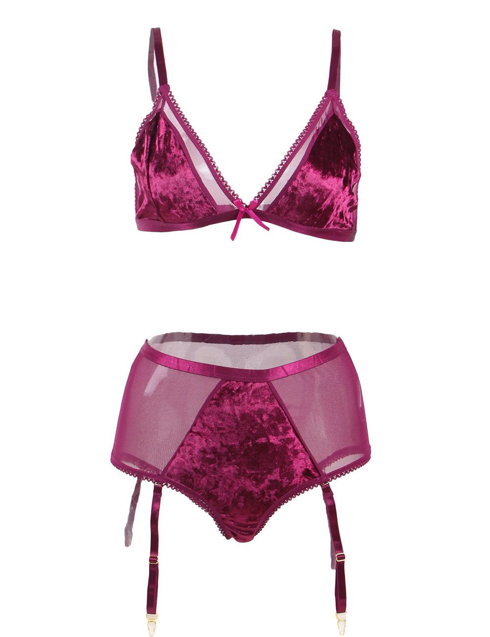 Plus Size Underwear Three-point Bra Garter Set