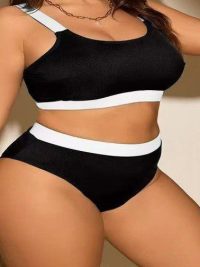 Bikini Two-piece Set Swimsuit Women's One-shoulder Plus Size High Waist Swimsuit