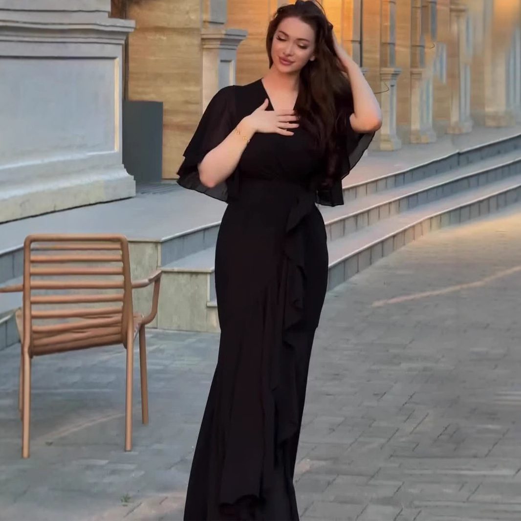 Elegant Sexy Temperament Short Sleeve Waist-controlled Comfortable Dress