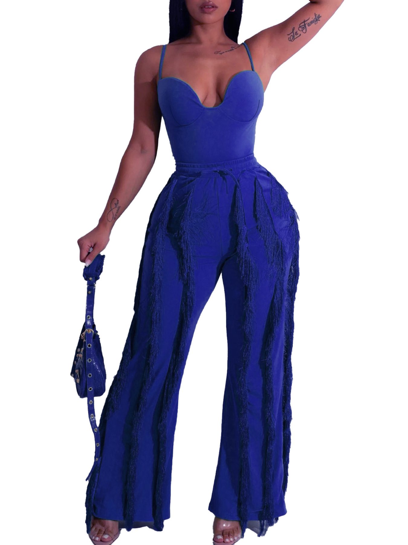 Solid Color Tassel Two-piece Suit