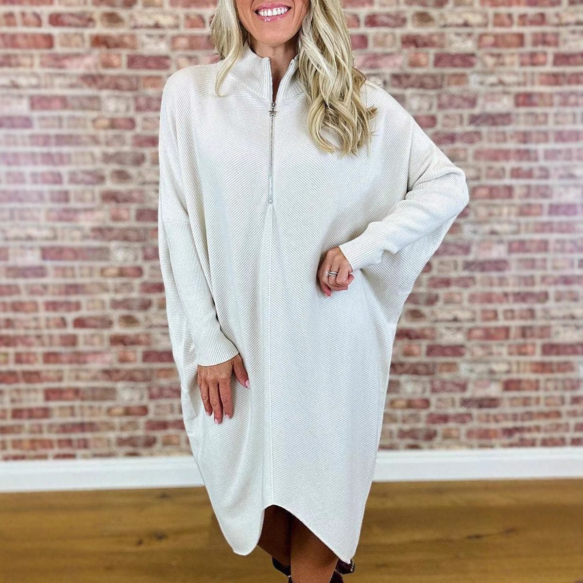 Women's Solid Color Knitted Loose Dress