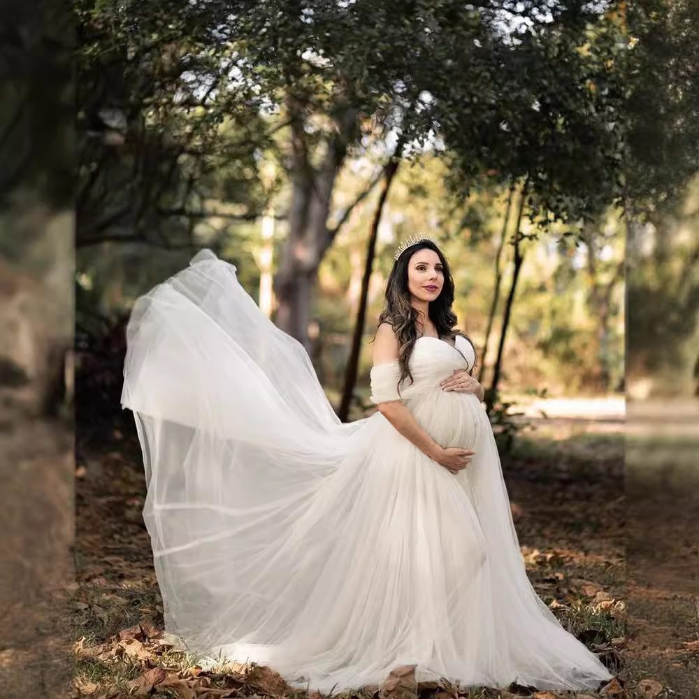 Chiffon Pregnant Floating Tail Floating Sleeve Photography Dress