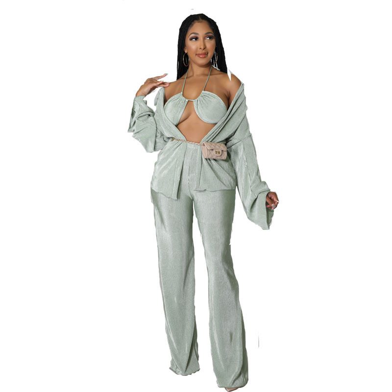 Temperament Commute Solid Color Long Sleeve Three-Piece Set – Elegant & Stylish