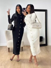 French Retro Slim Fit Slimming Knitted Long-sleeved Dress