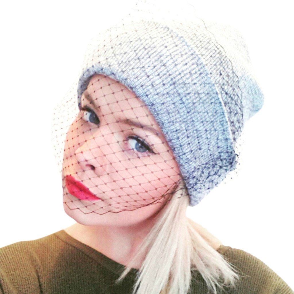 Veil knitted hat warm woolen hat