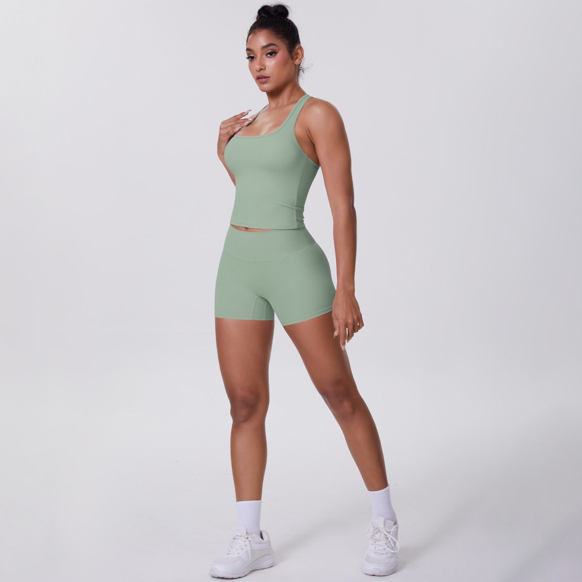 Brushed Outdoor Leisure Running Yoga Clothes Beauty Back Hip Raise Skinny Shorts Suit