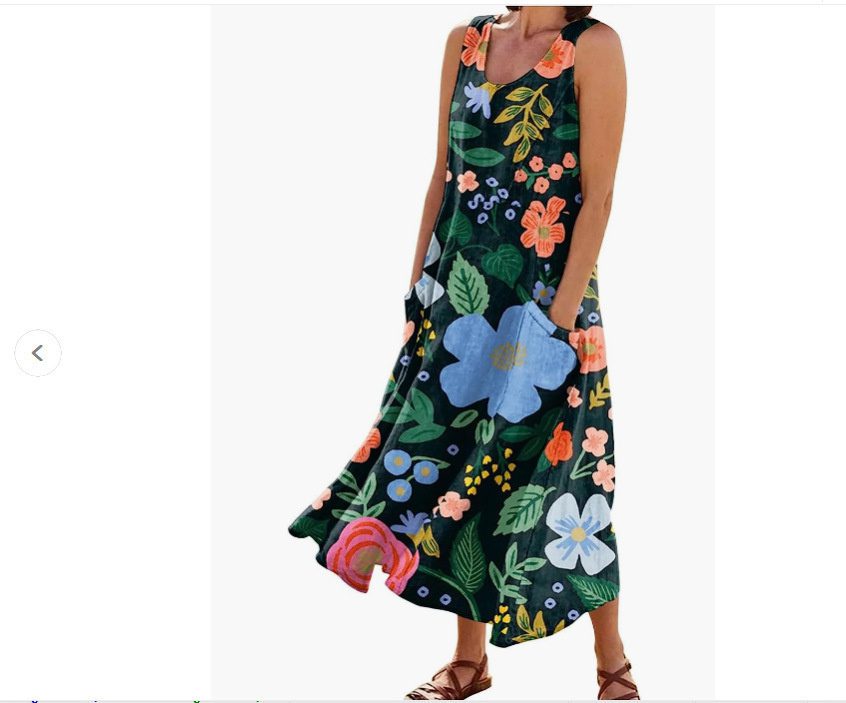 Women's Landscape Floral Maxi Dress Slim Fit Casual Skirt