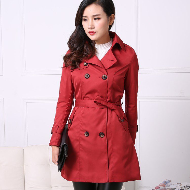 Women's Lace-Up Double-Breasted Trench Coat