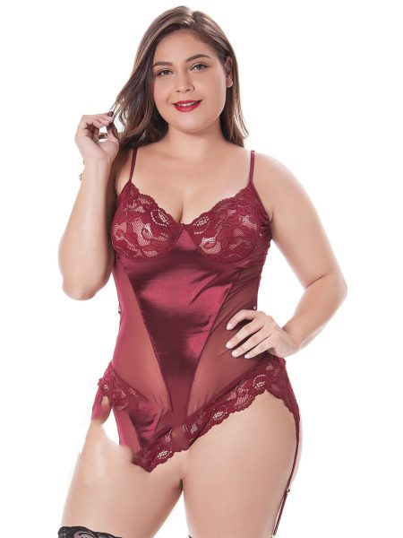 Plus Size European And American Bodysuit Stretch Nightdress
