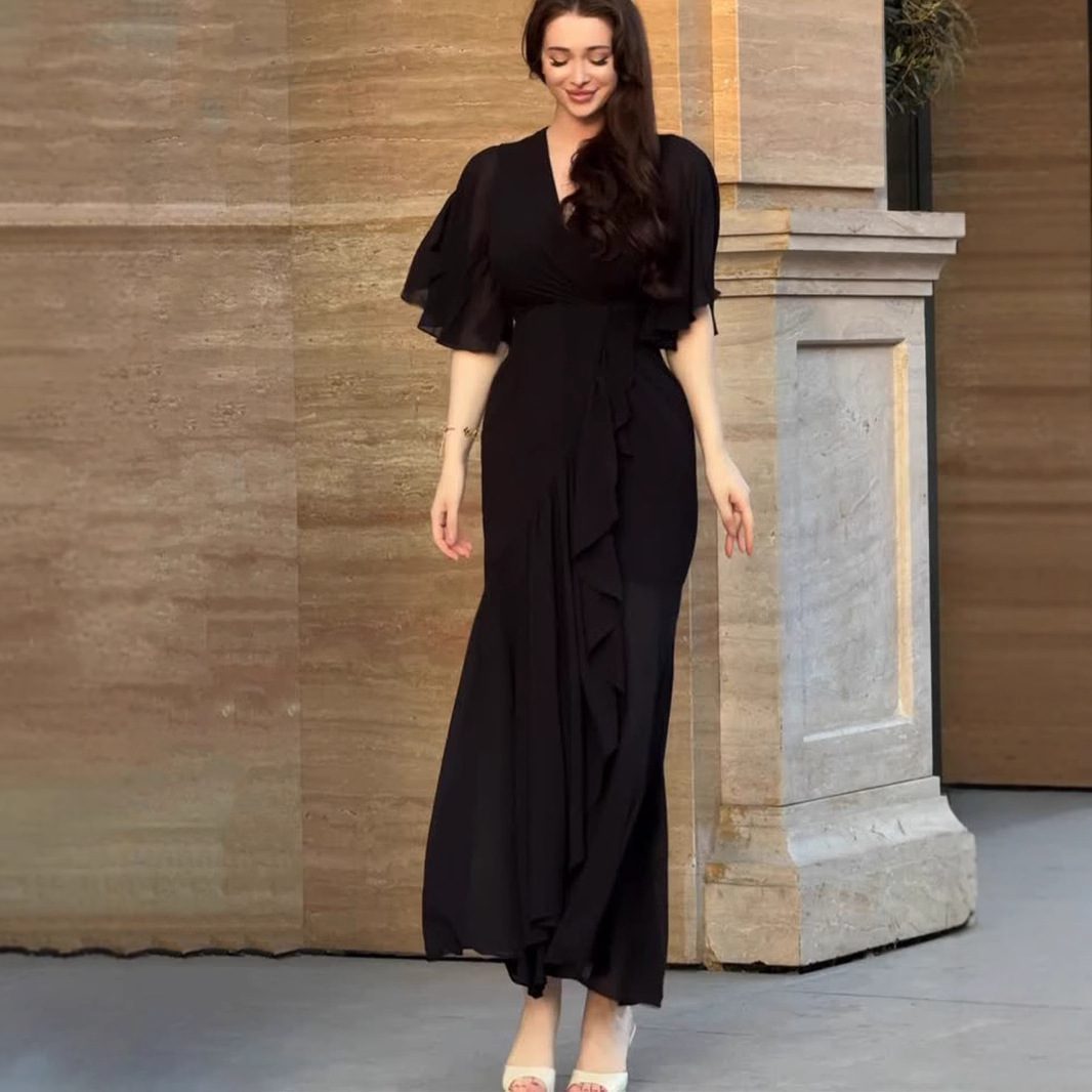 Elegant Sexy Temperament Short Sleeve Waist-controlled Comfortable Dress