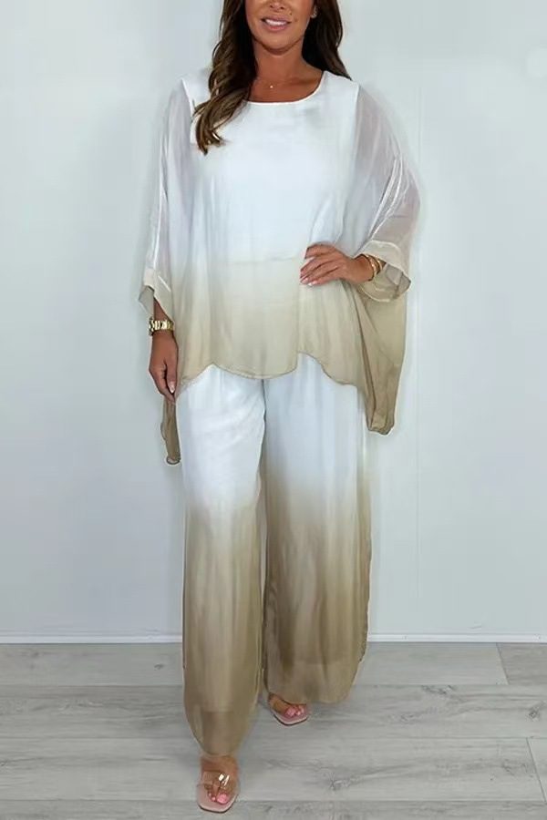 European And American Loose Wide Leg Pants Two-piece Set For Women