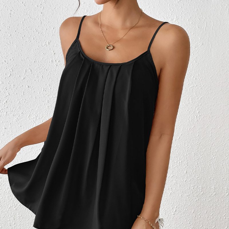 Pleated Camisole All-match Loose Sleeveless Vest Top