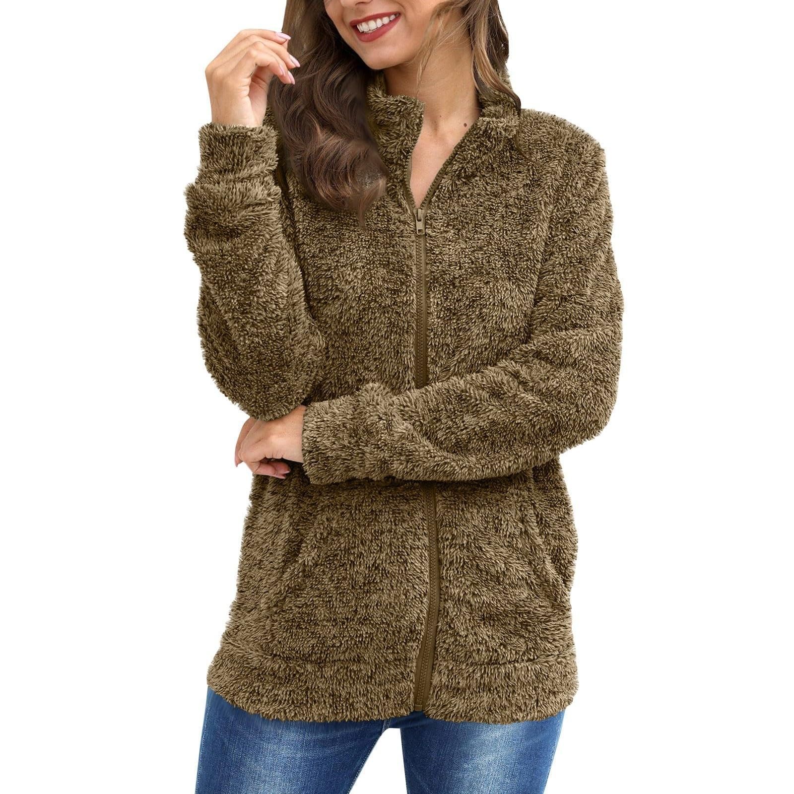 Women's Long Sleeve Plush Loose And Warm Fashionable Jacket