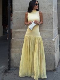 High Collar Temperament Slim-fitting Patchwork Long Fashion Polka Dot Dress