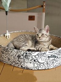 Oval Cat Scratch Board Nest Corrugated Paper Cat Scratch Toy