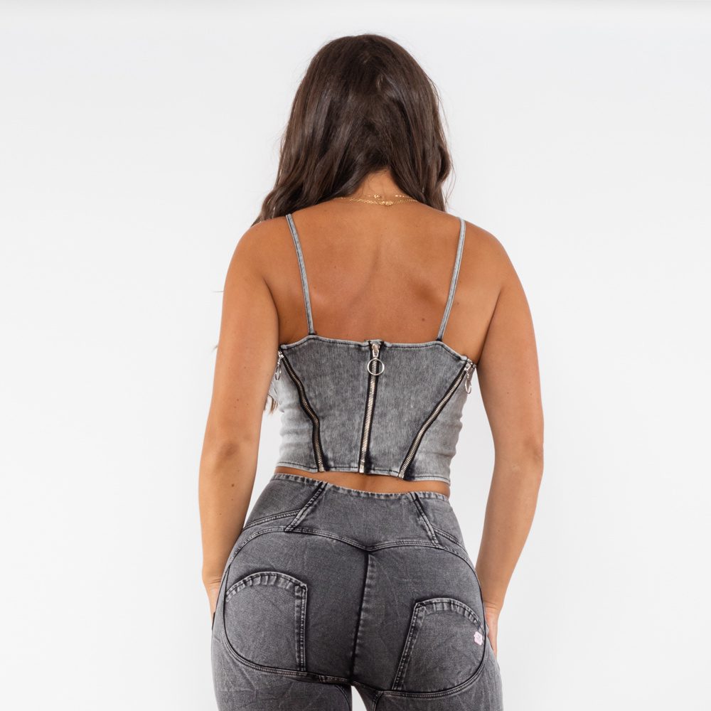 Shascullfites Women's Black Jeans Shapers With Denim Look One Size Fits All Shapewear Zippers Detail For Slimming Effect