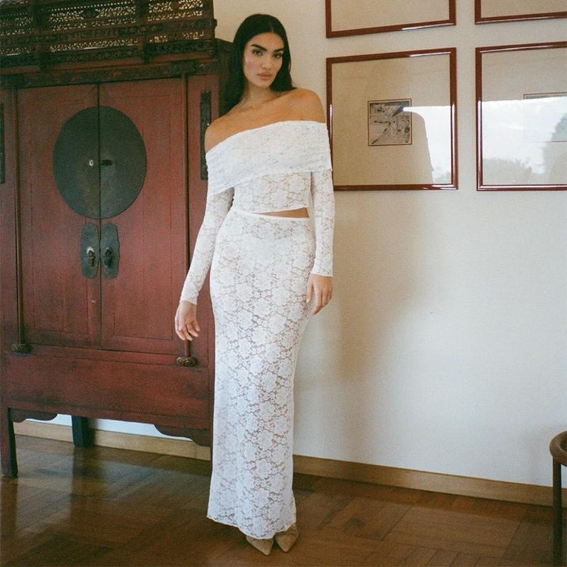 Women's Lace Hollow Backless Two-piece Set