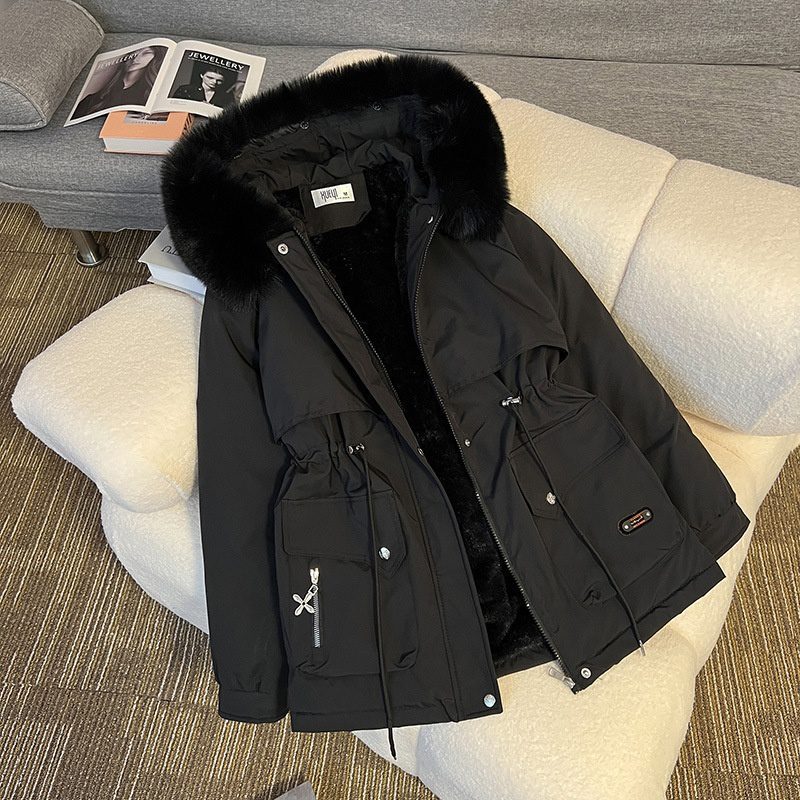 Fur Collar Hooded Cotton Coat – Warm & Fashionable
