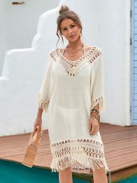 Women's Long Beach Dress Hand Crocheting Beach Dress
