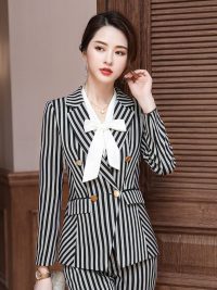 Small Suit Net Red Two-piece Vertical Stripe Overalls
