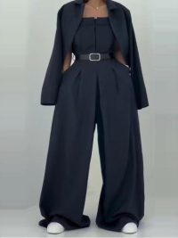 Off-the-Shoulder Jumpsuit with Jacket – Elegant Women’s Commuter Suit