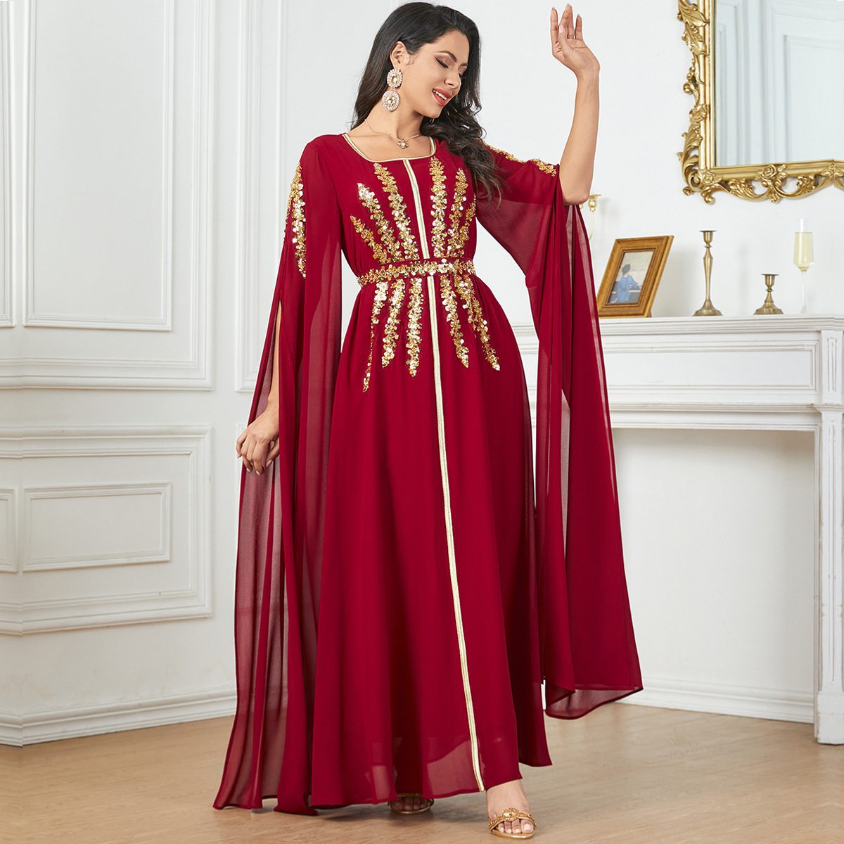 Buy Women's Clothing Online | Buy Trending Dresses for Women Arab Women's Robe Super Long Sleeve Muslim Dress