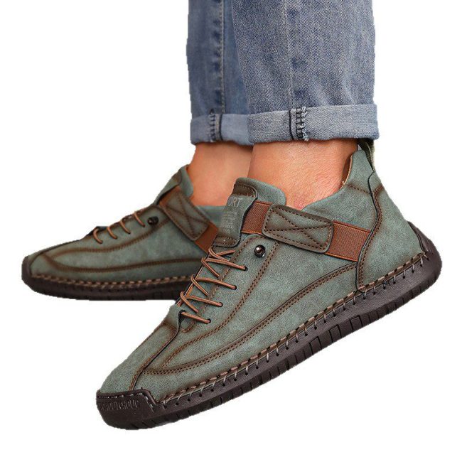 Women's Color Matching Fashion Leather Outdoor Casual Boots