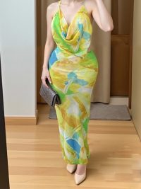 Elegant Sexy Waist Hollow-out Backless Dress Women