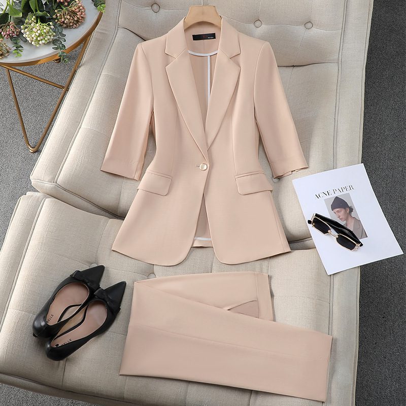 Three-quarter Sleeve Waist Trimming Casual Stylish Thin Suit
