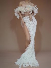 Wedding Dress Sheer Cutout Sexy High Split White