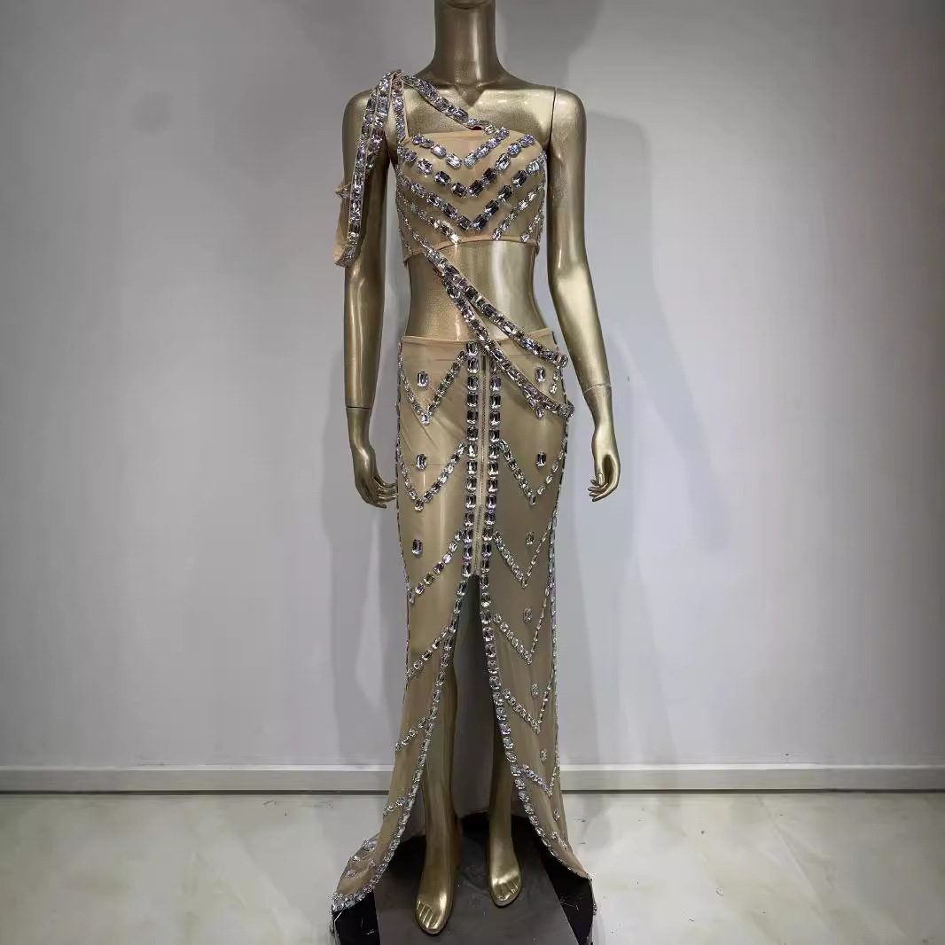 Buy Women's Clothing Online | Buy Trending Dresses for Women New Sexy Shiny Rhinestone Dress Suit