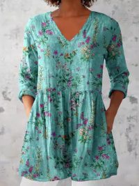 Women's Loose And Comfortable Digital Printed Round Neck Short-sleeved Top