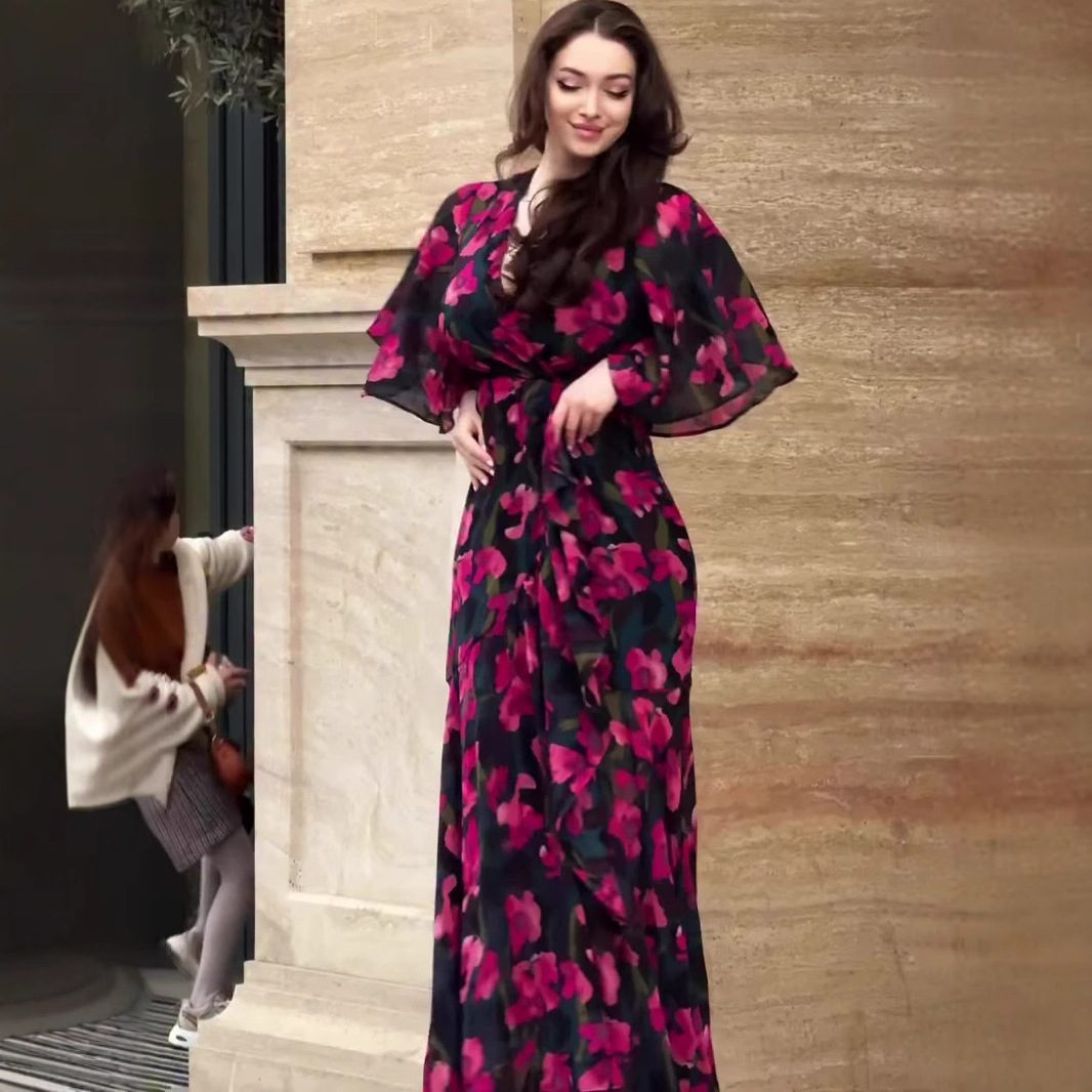 Buy Women's Clothing Online | Buy Trending Dresses for Women Retro Sexy V-neck Short Sleeve Gorgeous Dress