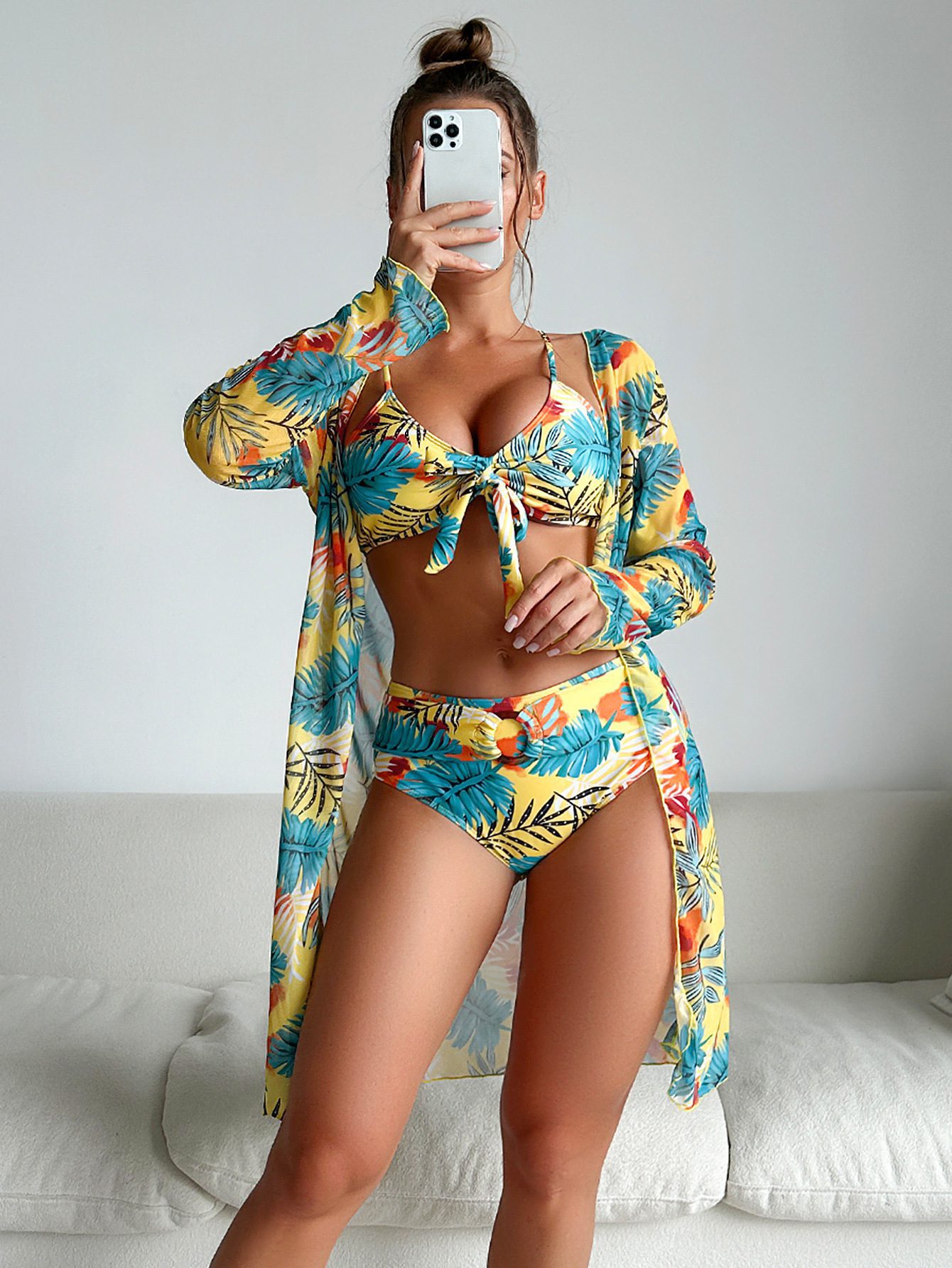 Stylish Swimwear & Printed Bikini Three-Piece Women’s Swimsuit