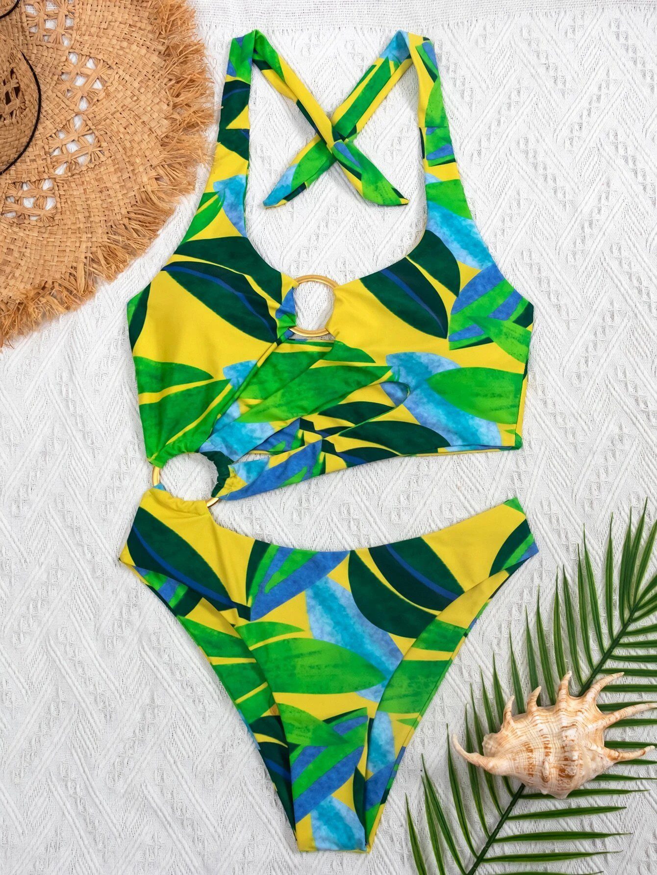 Ladies One-Piece Swimsuit Push-Up Print – Stylish & Flattering