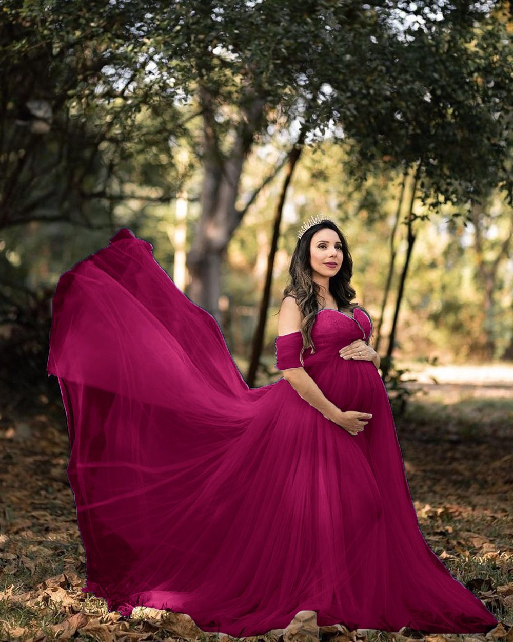 Chiffon Pregnant Floating Tail Floating Sleeve Photography Dress
