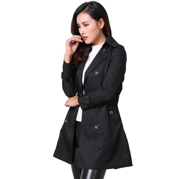 Women's Lace-Up Double-Breasted Trench Coat