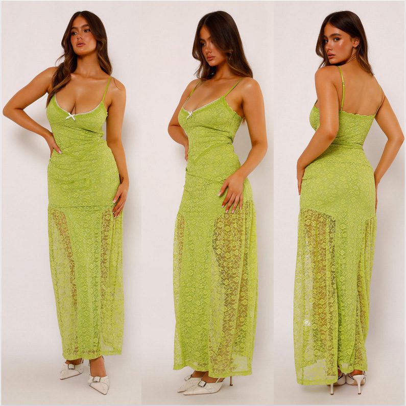 Buy Women's Clothing Online | Buy Trending Dresses for Women Sexy Sling Lace See-through Slim Sheath Dress