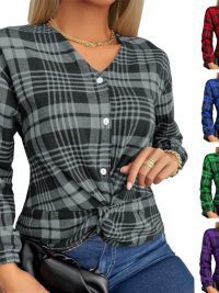 Women's Creative Plaid Casual Loose Shirt