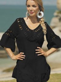 Women's Sexy Backless Hook Hollow Hair Ball Tassel Bikini Cover-up